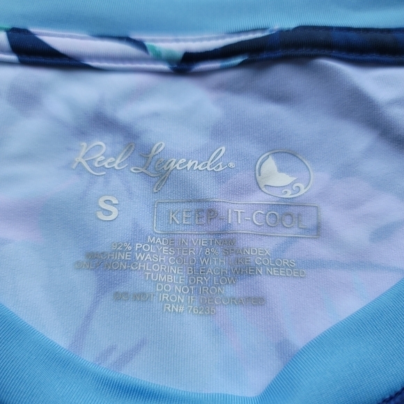 Reel Legends Keep It Cool Woman's Aqua Blue Floral Long Sleeve Stretch Shirt S - Picture 7 of 9